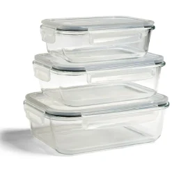 Boîte alimentaire rectangulaire en verre couvercle plastique clips 1,1L < Gifi Best