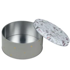 Boîte alimentaire ronde avec couvercle imprimé Noël métal Ø19XH9 cm