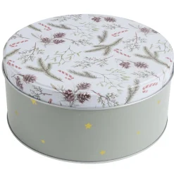 Boîte alimentaire ronde avec couvercle imprimé Noël métal Ø19XH9 cm