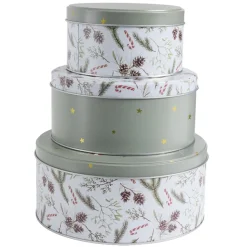 Boîte alimentaire ronde avec couvercle imprimé Noël métal Ø19XH9 cm