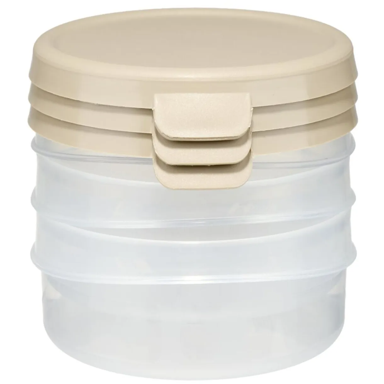Boîte alimentaire ronde 25cl x3 plastique avec couvercle Ø10xH4cm (3 modèles) < Gifi Sale