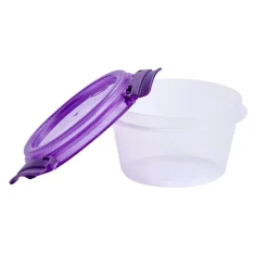 Boîte alimentaire ronde 380ml Fresh System plastique transparent et violet Ø12xH7cm < Gifi Best