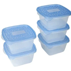 Boîte alimentaire Take away 1.1 L transparente et bleue x5 < Gifi Sale