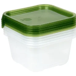 Boîte alimentaire transparente et verte x5