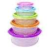 Boîte alimentaire x5 emboîtable plastique couvercle multicolore Ø25xH9,5cm < Gifi New