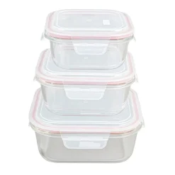 Boîte alimentaire x3 en verre avec couvercle plastique hermétique 0,5/0,8/1,1L < Gifi Best