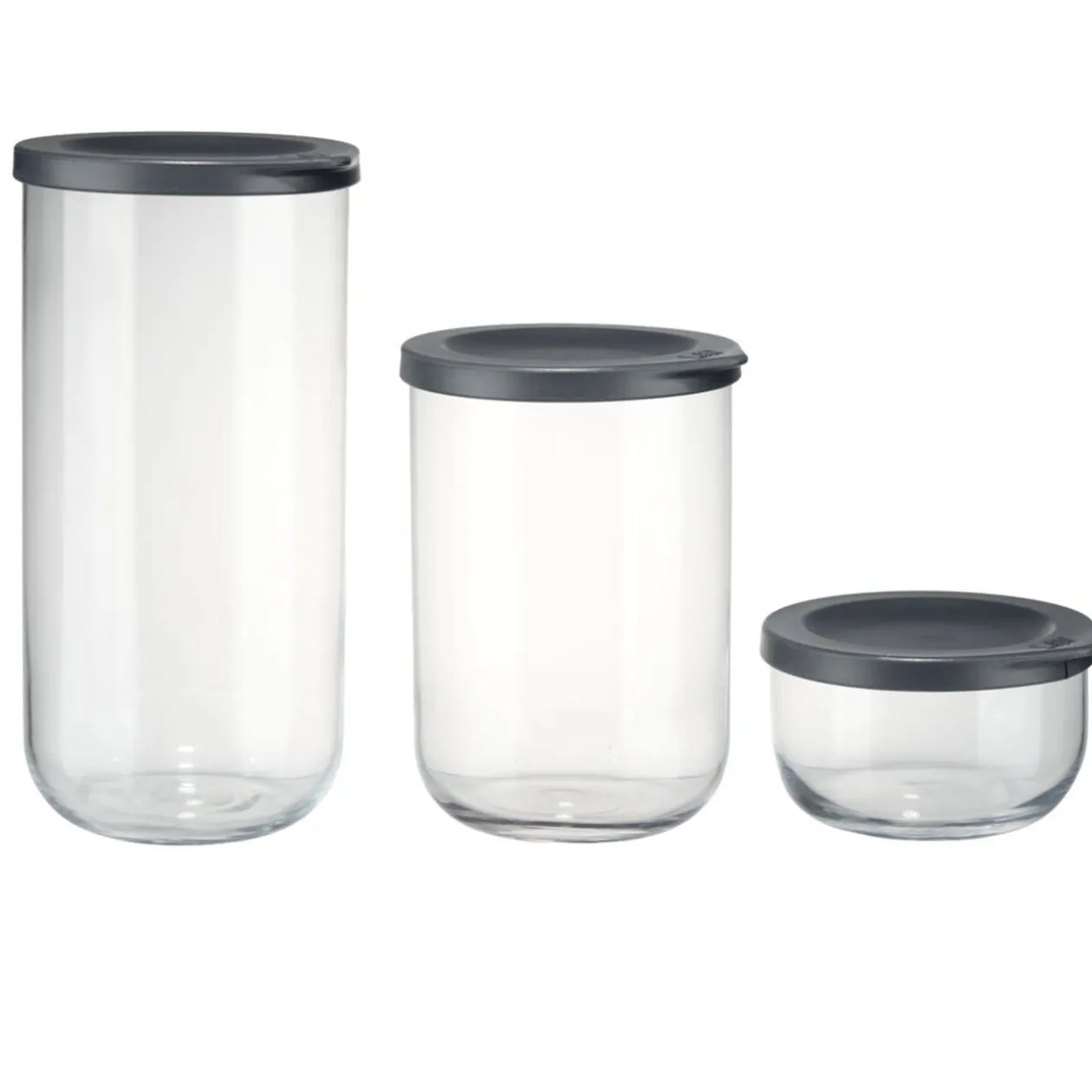 Boîte alimentaire x3 verre rond aevc couvercle plastique 0,38/1/1,4L