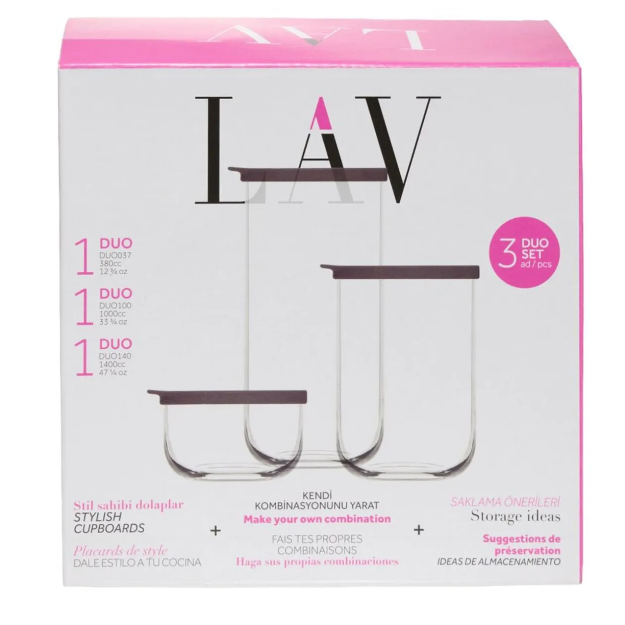 Boîte alimentaire x3 verre rond aevc couvercle plastique 0,38/1/1,4L