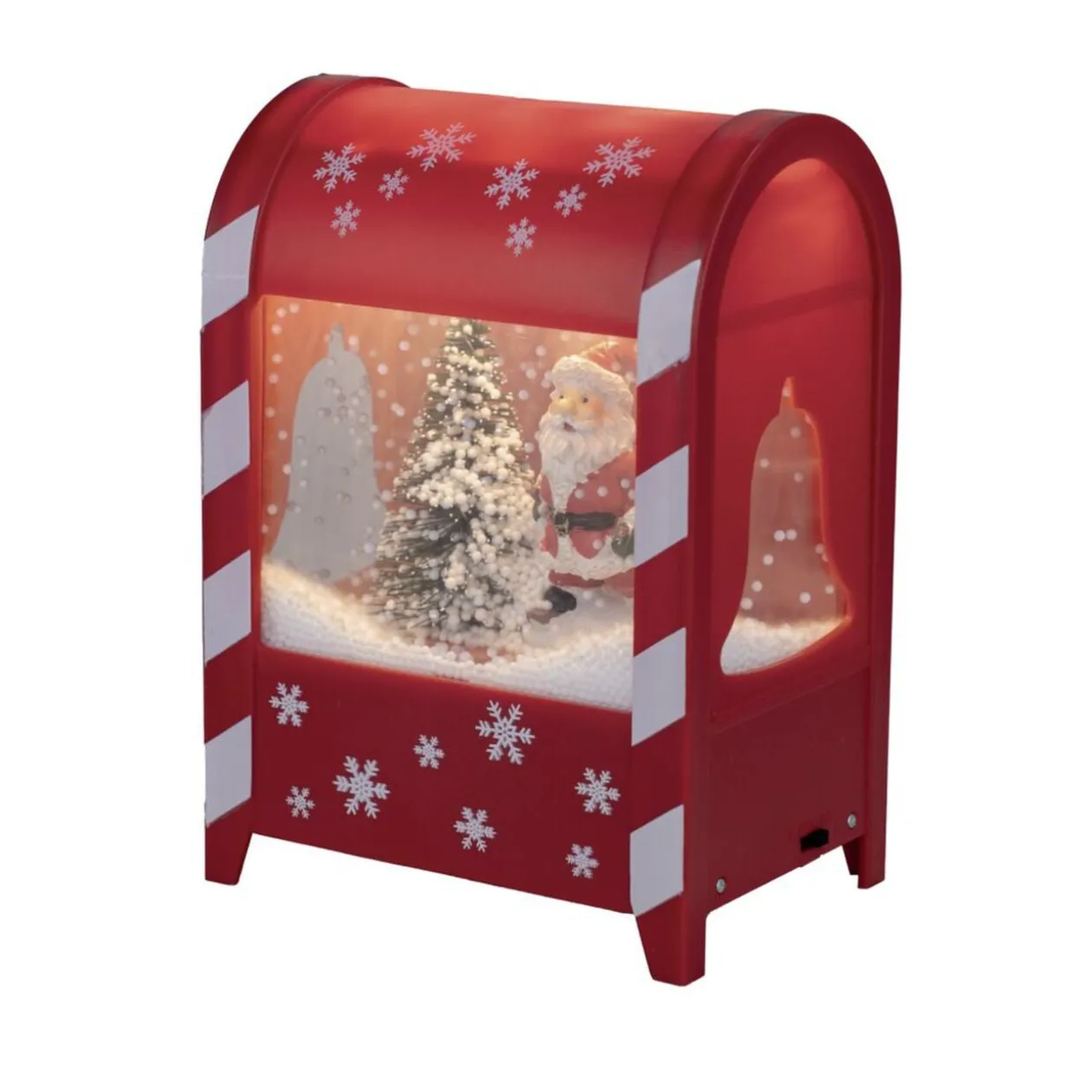 Boîte aux lettres animée intérieur Père Noël et sapin avec neige 13x9,5xH19cm