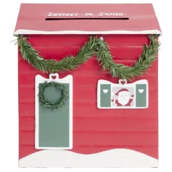 Boîte aux lettres Noël décorative métal rouge traditionnel 10xH25cm