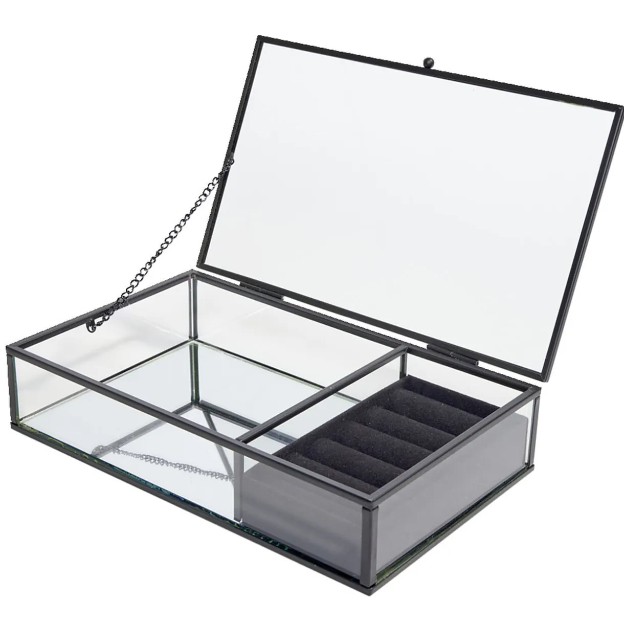 Boîte à bijoux métal et verre 23x14,5xH5cm (2 modèles doré ou noir) < Gifi Best