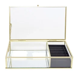 Boîte à bijoux métal et verre 23x14,5xH5cm (2 modèles doré ou noir) < Gifi Best