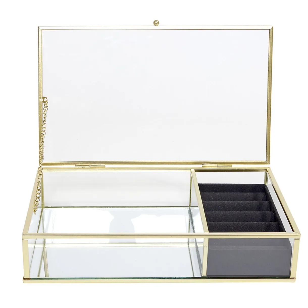 Boîte à bijoux métal et verre 23x14,5xH5cm (2 modèles doré ou noir) < Gifi Best