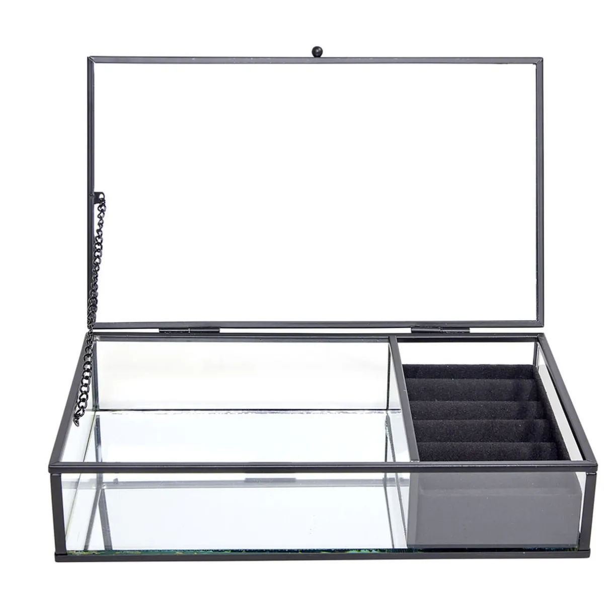 Boîte à bijoux métal et verre 23x14,5xH5cm (2 modèles doré ou noir) < Gifi Best