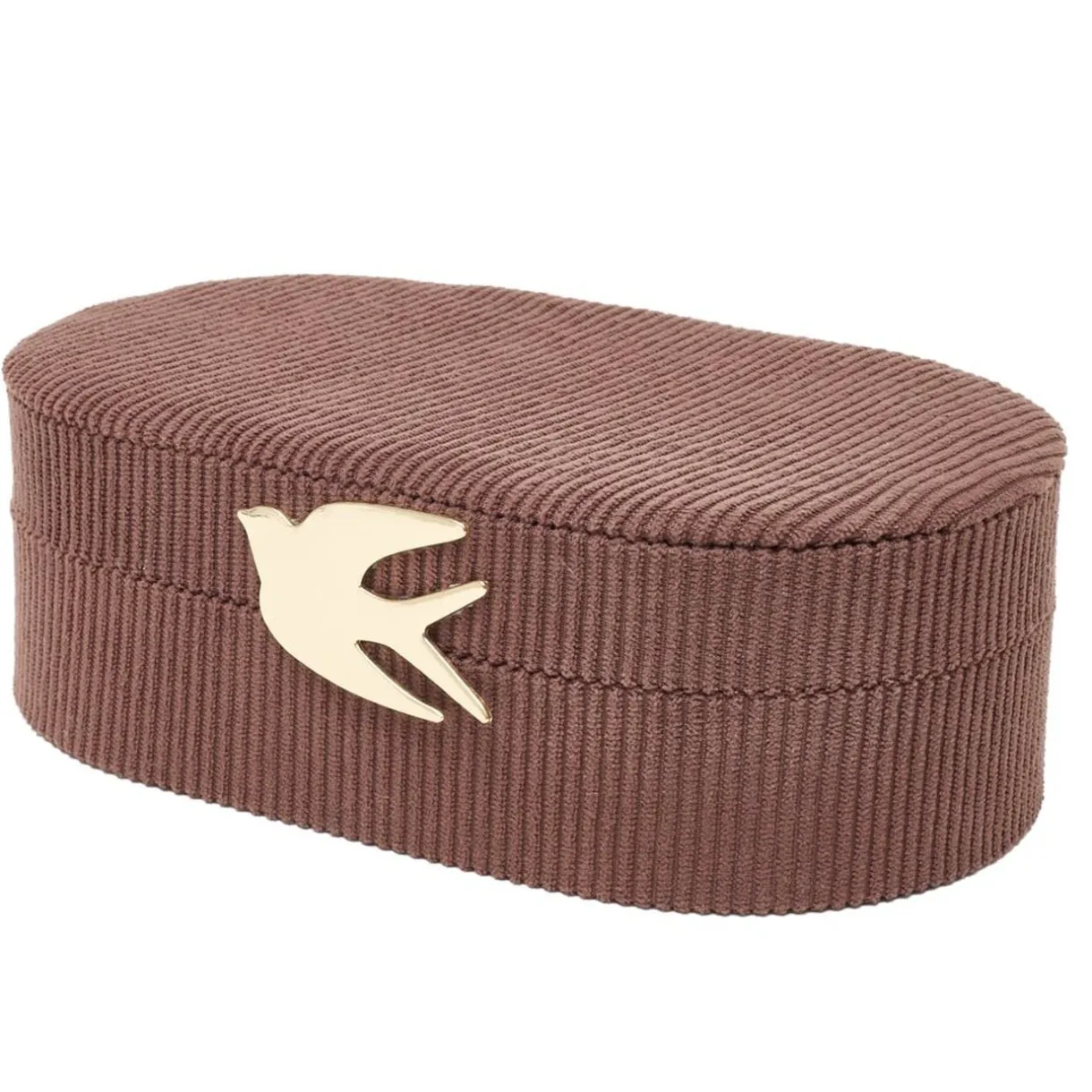 Boîte à bijoux ovale velours fermoir métal doré hirondelle 22x13xH6,5cm (2 modèles) < Gifi Hot