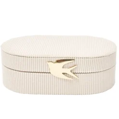 Boîte à bijoux ovale velours fermoir métal doré hirondelle 22x13xH6,5cm (2 modèles) < Gifi Hot