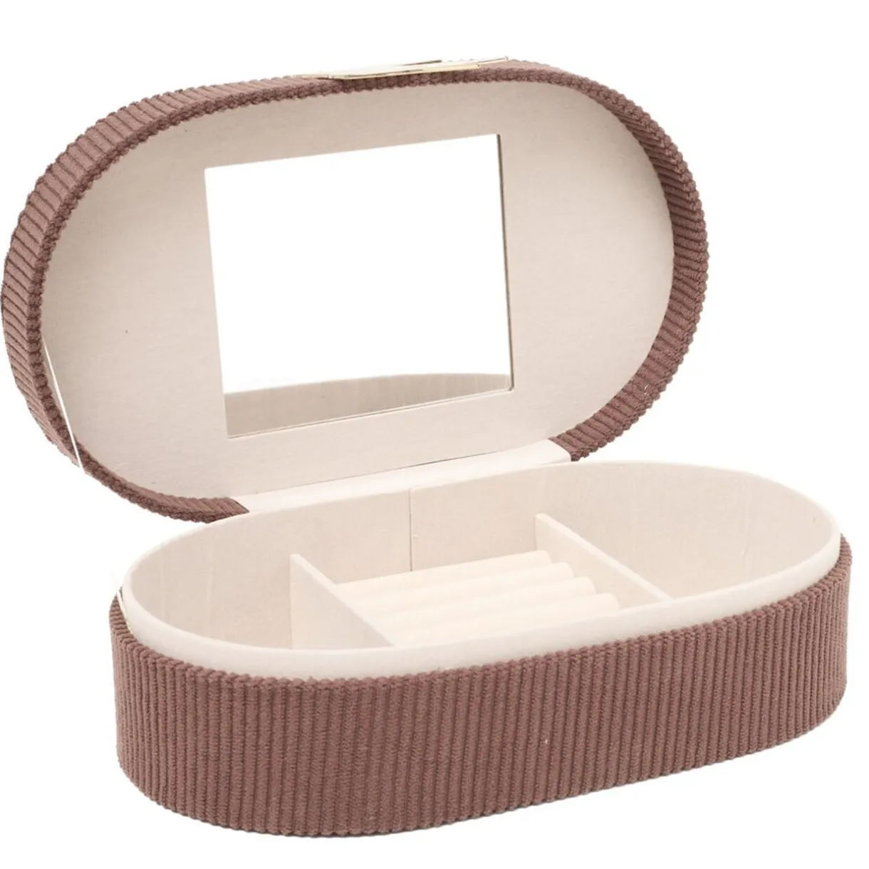Boîte à bijoux ovale velours fermoir métal doré hirondelle 22x13xH6,5cm (2 modèles) < Gifi Hot