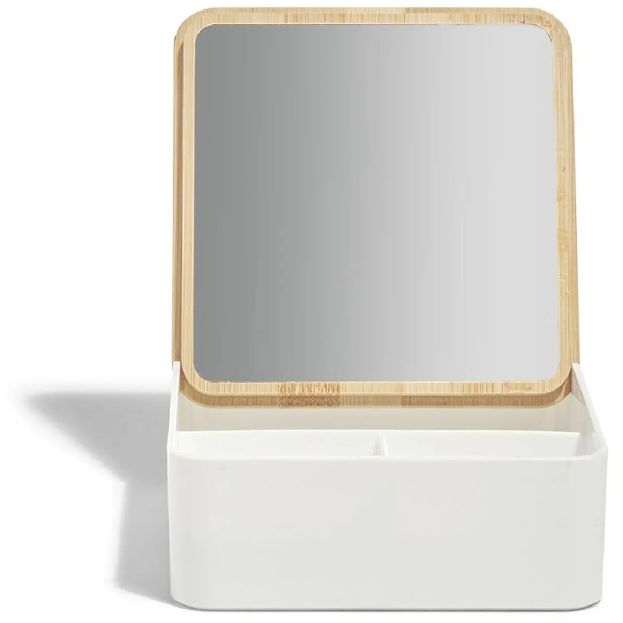 Boîte à bijoux rectangulaire avec miroir 14,6x14,6xH5,6cm