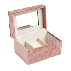 Boîte à bijoux revêtement velours rose 14x10xH8cm < Gifi Sale