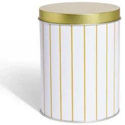 Boîte à biscuits ronde métal blanc doré Ø10,5H14cm < Gifi Sale