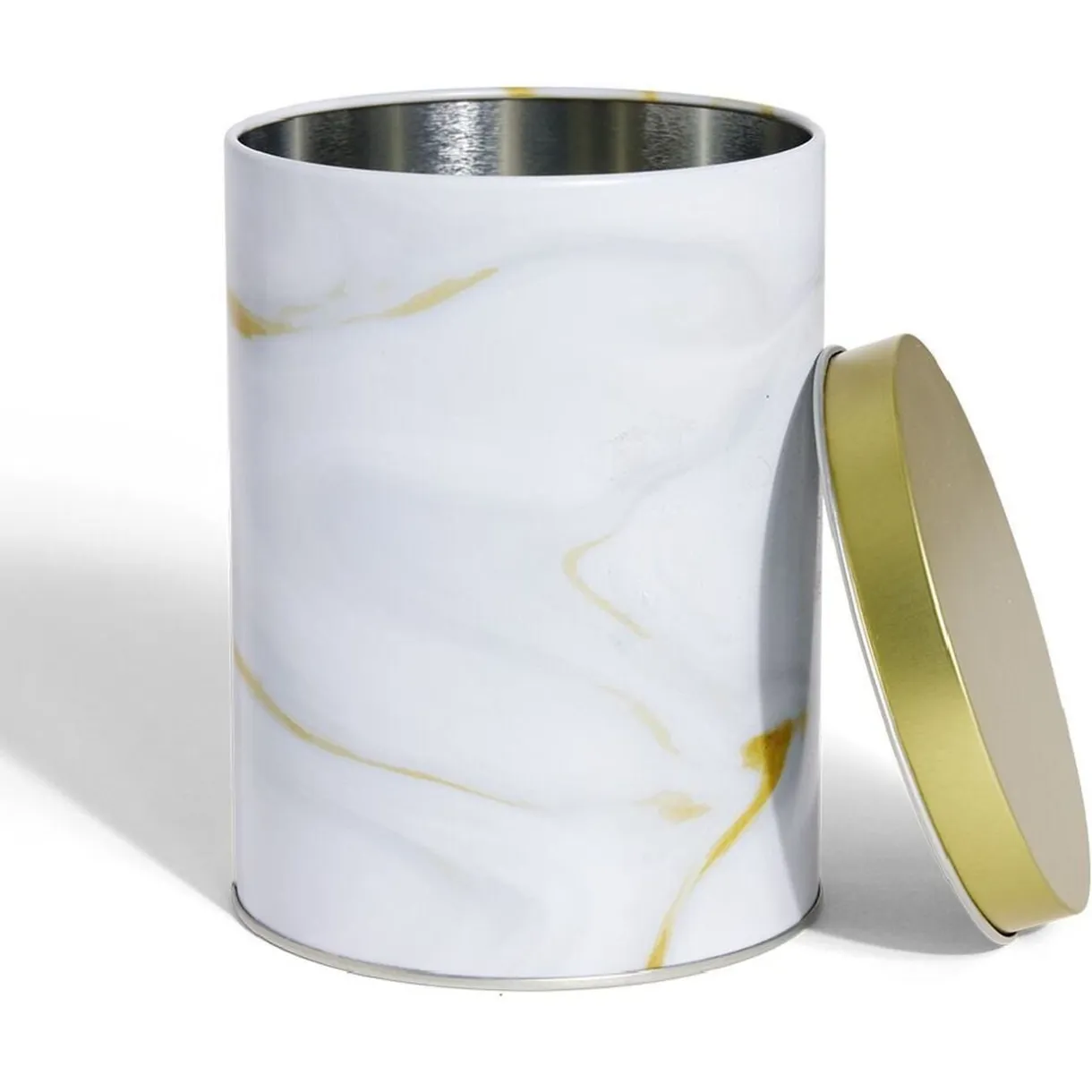 Boîte à biscuits ronde métal blanc doré Ø10,5H14cm < Gifi Sale