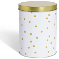 Boîte à biscuits ronde métal blanc doré Ø10,5H14cm < Gifi Sale