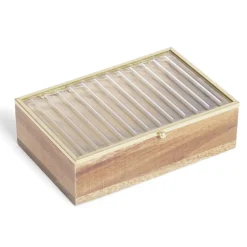 Boîte bois d'acacia et verre taille S 15x10x4,6cm