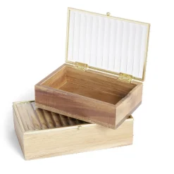 Boîte bois d'acacia et verre taille S 15x10x4,6cm