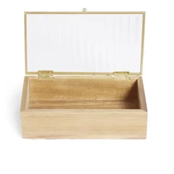 Boîte bois d'acacia et verre taille L 18x10x5,3cm < Gifi Clearance