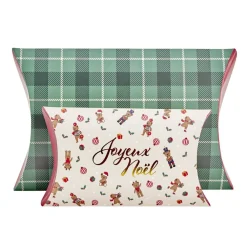 Boîte cadeau berlingot x2 fantasia Joyeux Noël 12,5x21cm et tartan 18,5x29cm