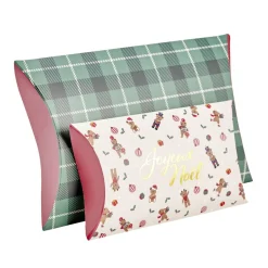 Boîte cadeau berlingot x2 fantasia Joyeux Noël 12,5x21cm et tartan 18,5x29cm