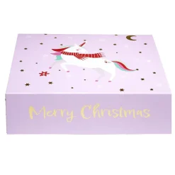 Boîte cadeau Noël pliable enfant licorne ou dinosaure 35x30cm (2 modèles) < Gifi Outlet