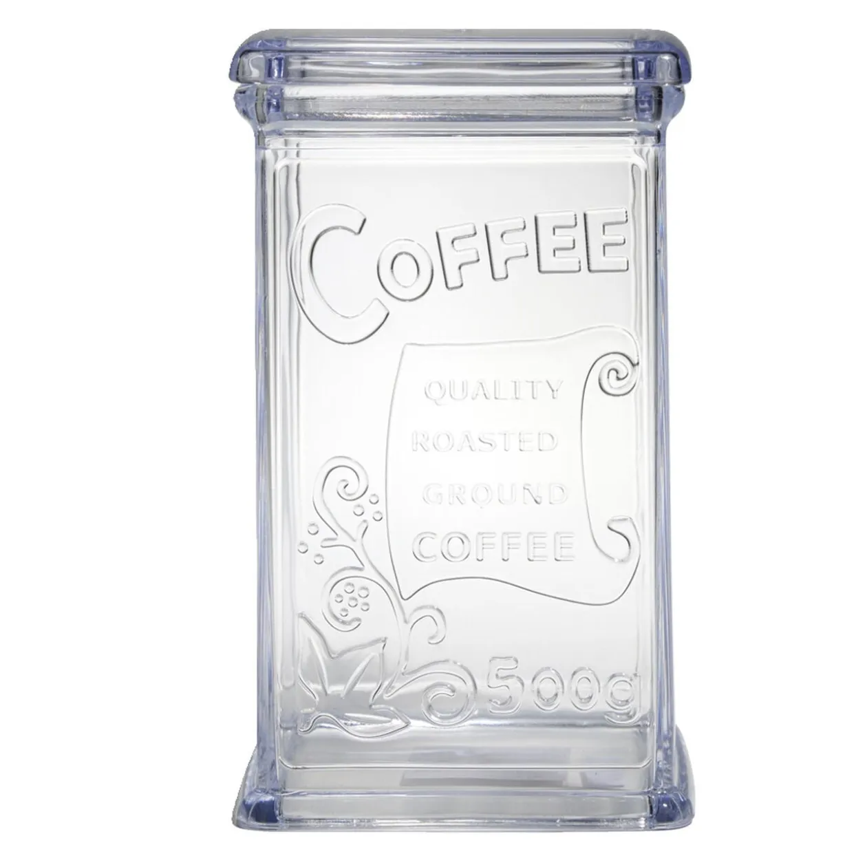 Boîte à café 500g en plastique transparent 11,5x9xH19cm