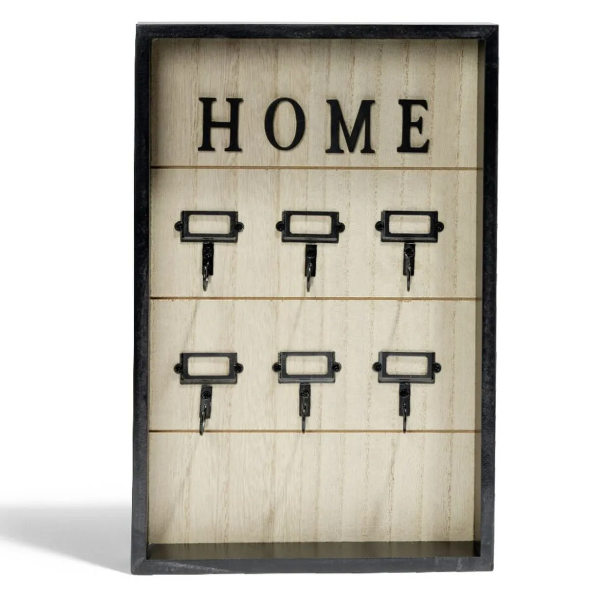 Boîte à clefs MDF et métal beige et noir 30x20x3cm