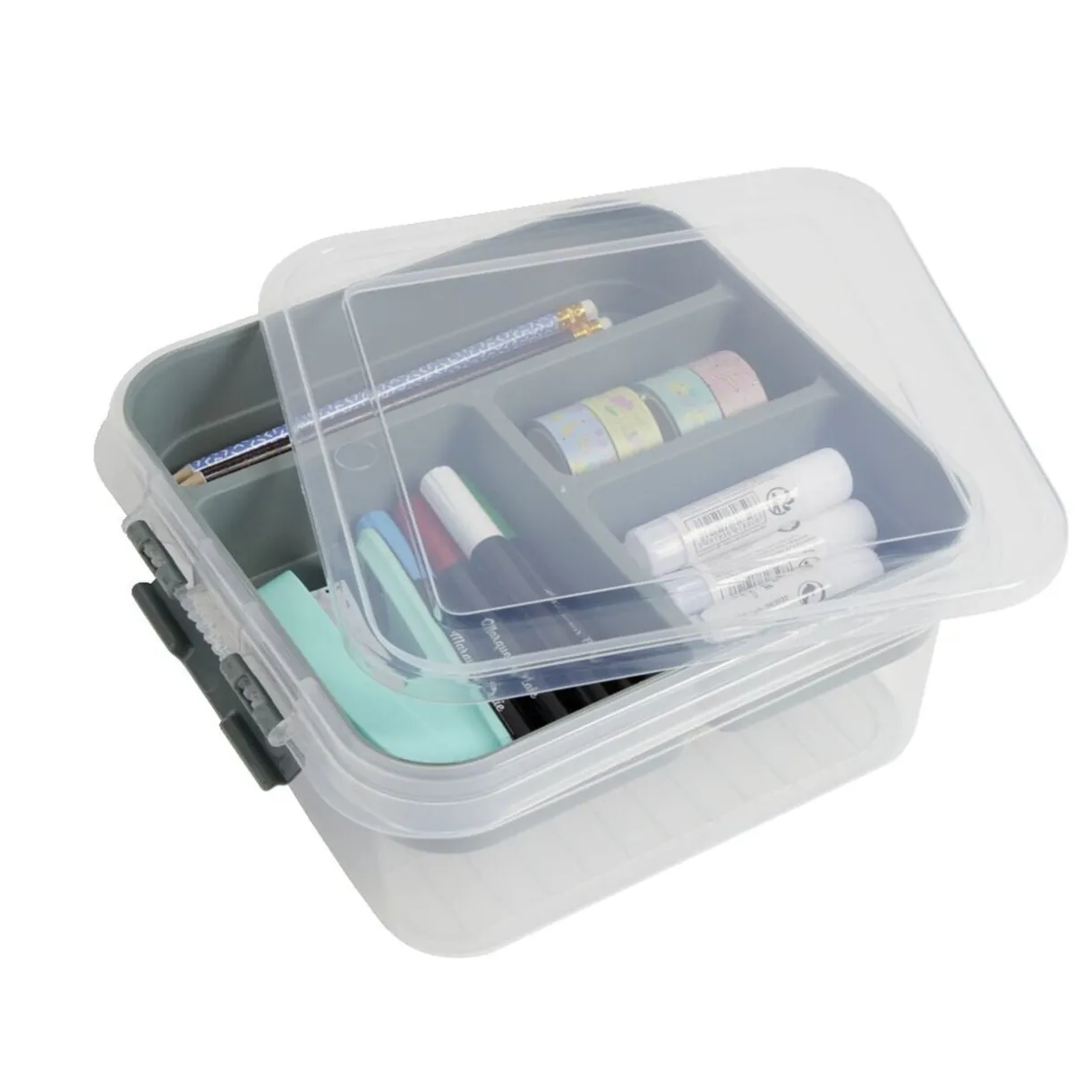 Boîte à compartiments 2 niveaux de rangement 26x25xH11cm < Gifi New