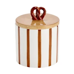 Boîte céramique bretzel rayures marron Ø13xH18cm