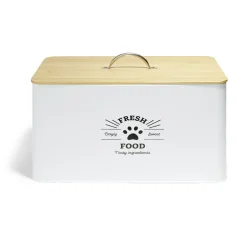 Boîte à croquettes en métal avec couvercle en bambou < Gifi Clearance