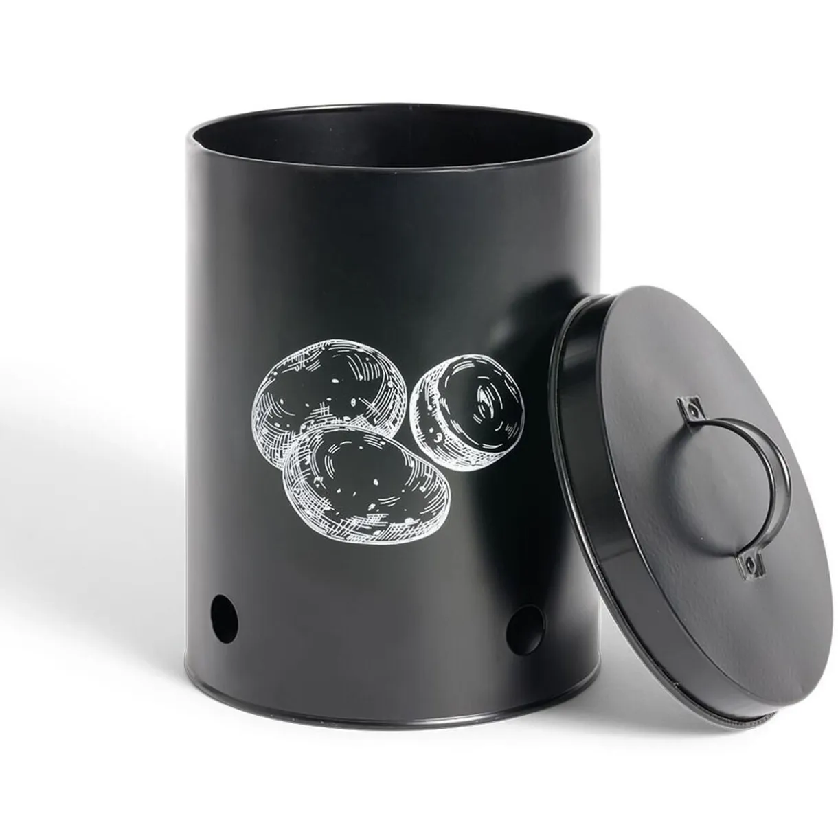 Boîte de conservation pommes de terre métal noir Ø18xH25.5cm < Gifi Sale