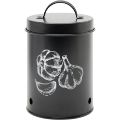 Boîte de conservation pour ail en métal noir