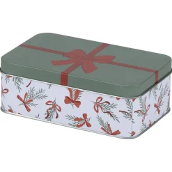 Boîte de conservation rectangulaire X3 métal motif Noël