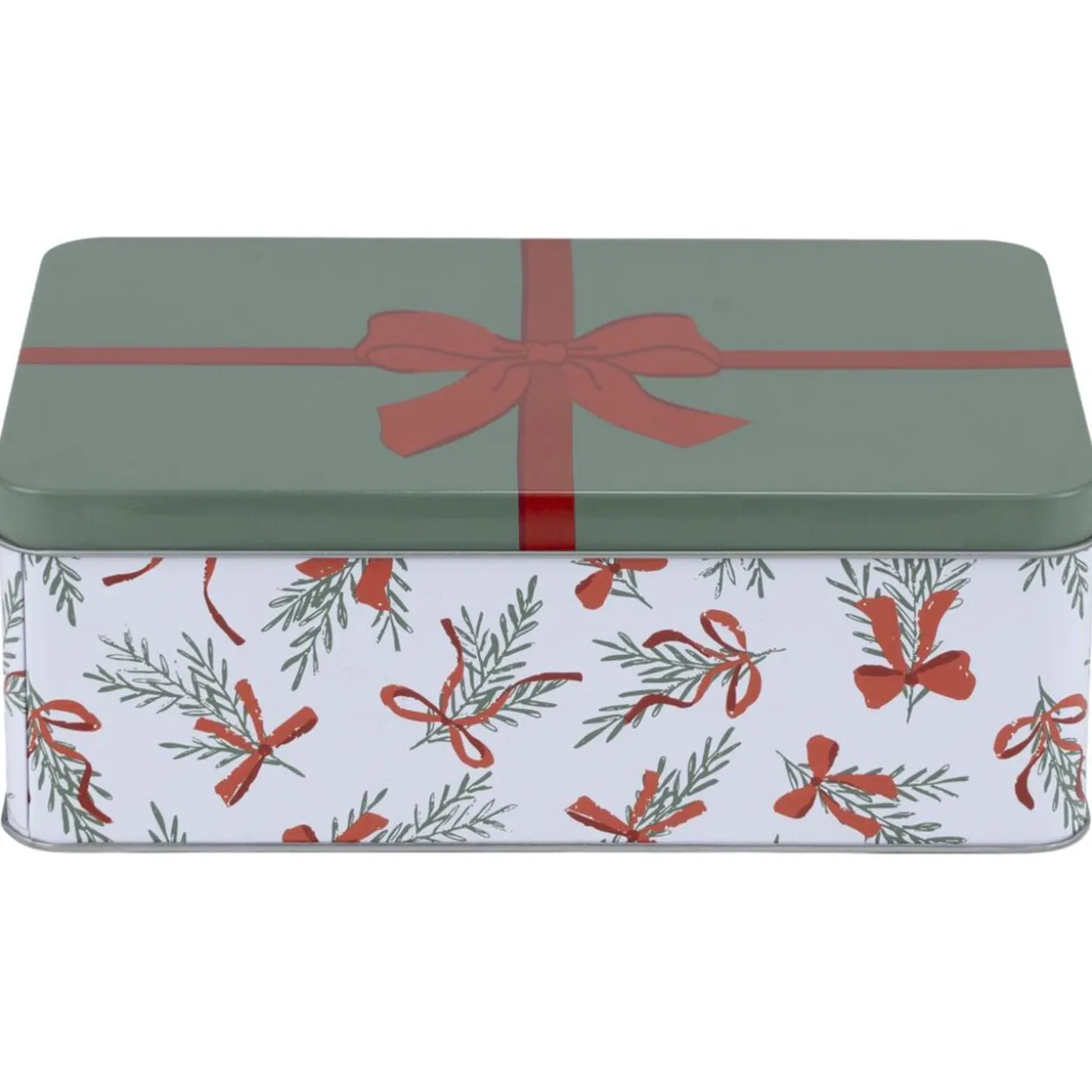 Boîte de conservation rectangulaire X3 métal motif Noël