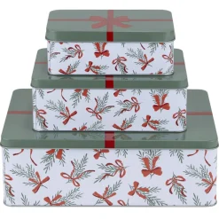 Boîte de conservation rectangulaire X3 métal motif Noël