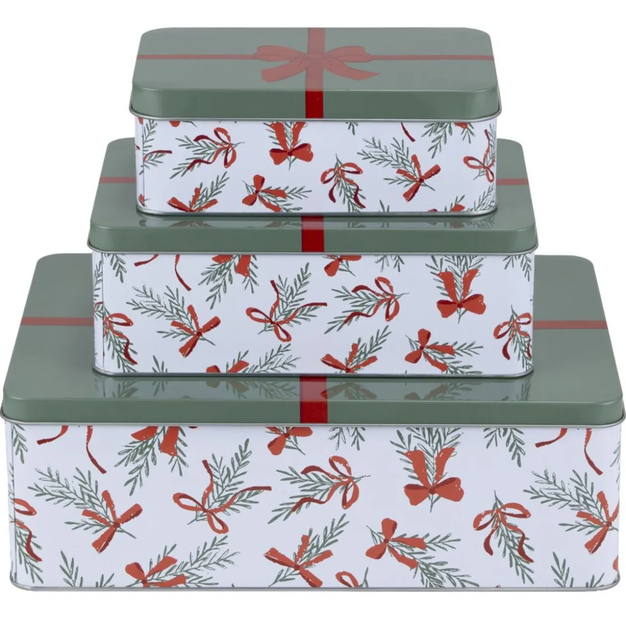 Boîte de conservation rectangulaire X3 métal motif Noël