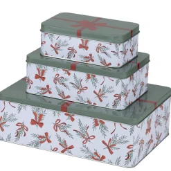 Boîte de conservation rectangulaire X3 métal motif Noël