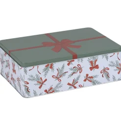 Boîte de conservation rectangulaire X3 métal motif Noël