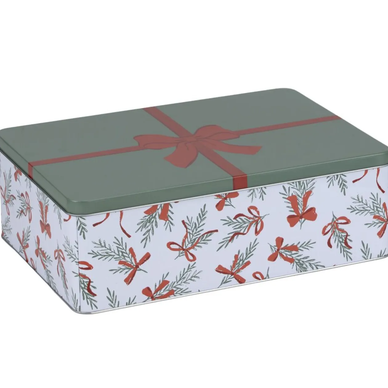 Boîte de conservation rectangulaire X3 métal motif Noël