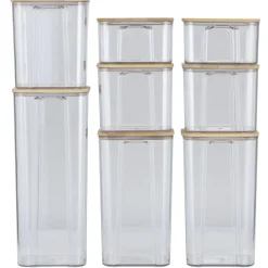 Boîte de conservation x8 plastique et couvercle bambou 370/680/950/1300/1800ml < Gifi Outlet