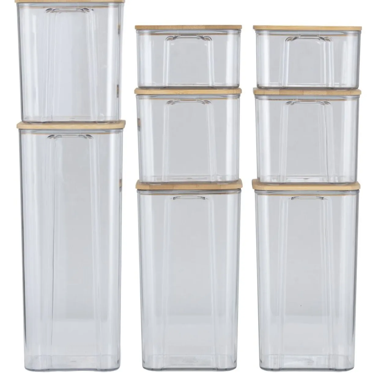 Boîte de conservation x8 plastique et couvercle bambou 370/680/950/1300/1800ml < Gifi Outlet