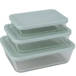 Boîte de conservation x3 verre et plastique 820/1550/2650ml (2 modèles vert ou rose)