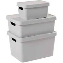 Boîte de rangement avec couvercle grise 17 L